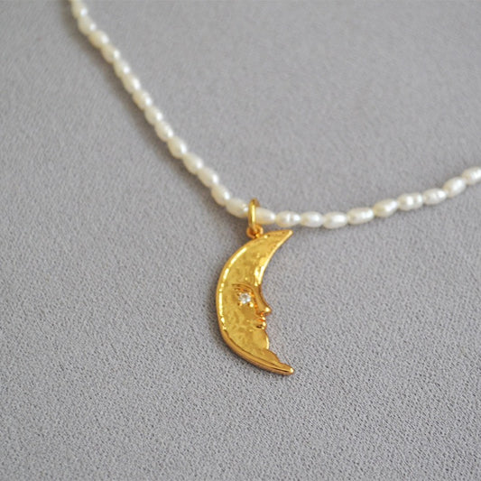 Luna moon pearl necklace