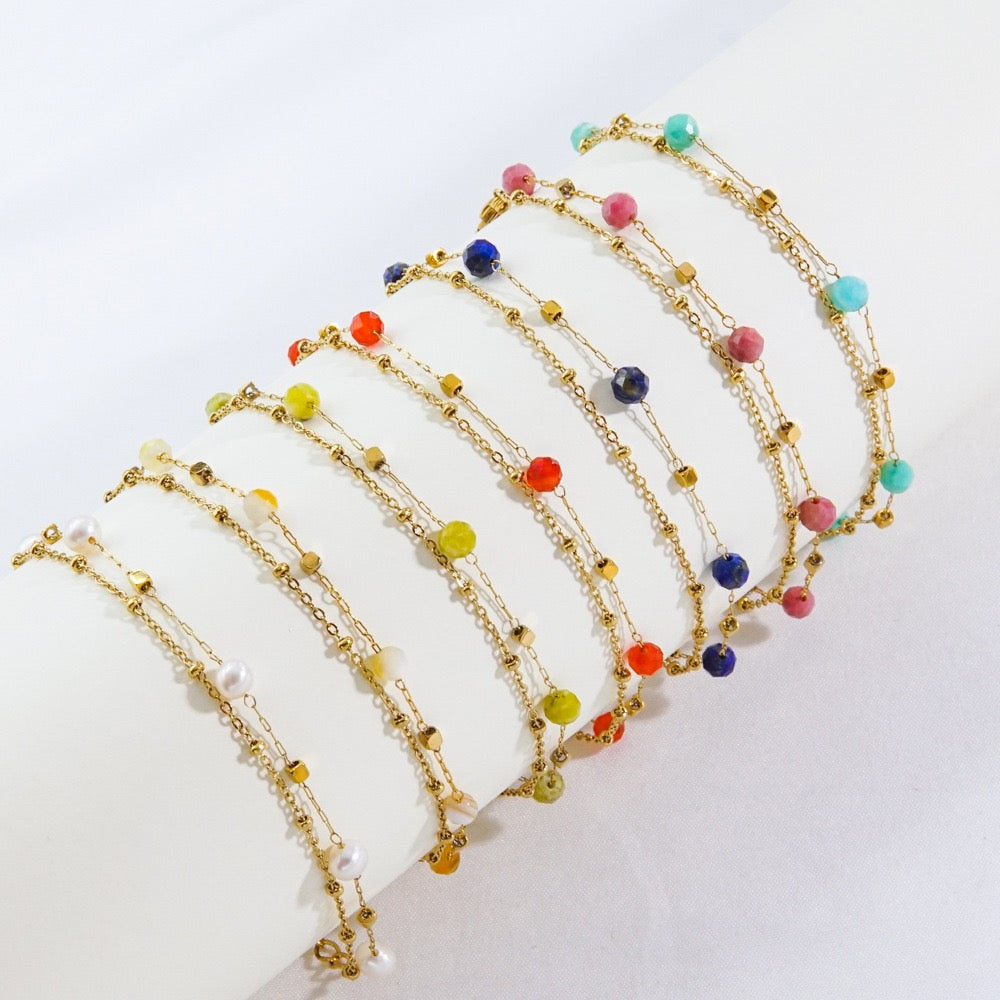 Natural stones layer bracelet
