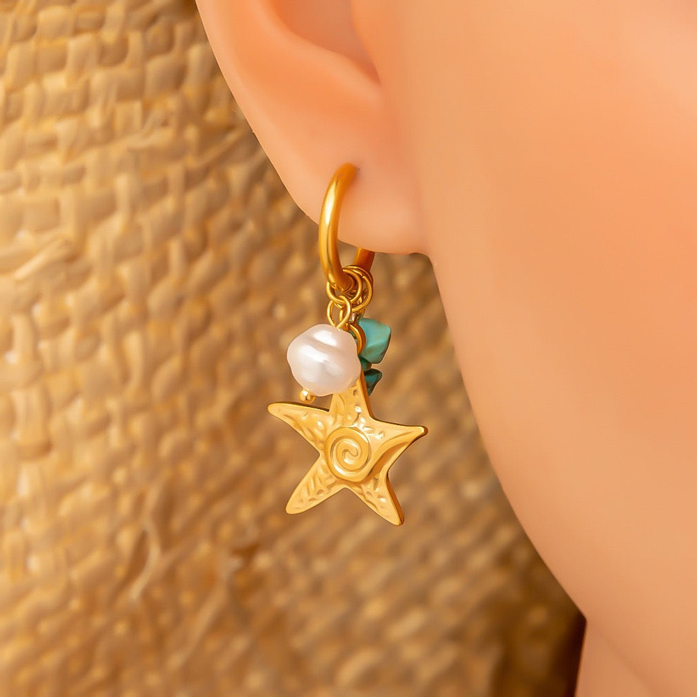 Pearly shell starfish earrings collection