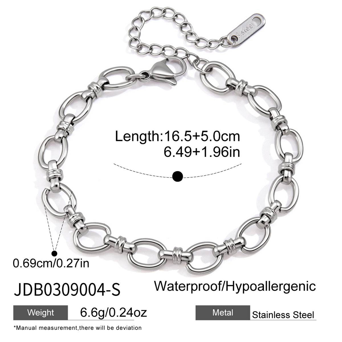 Silver round chains bracelet