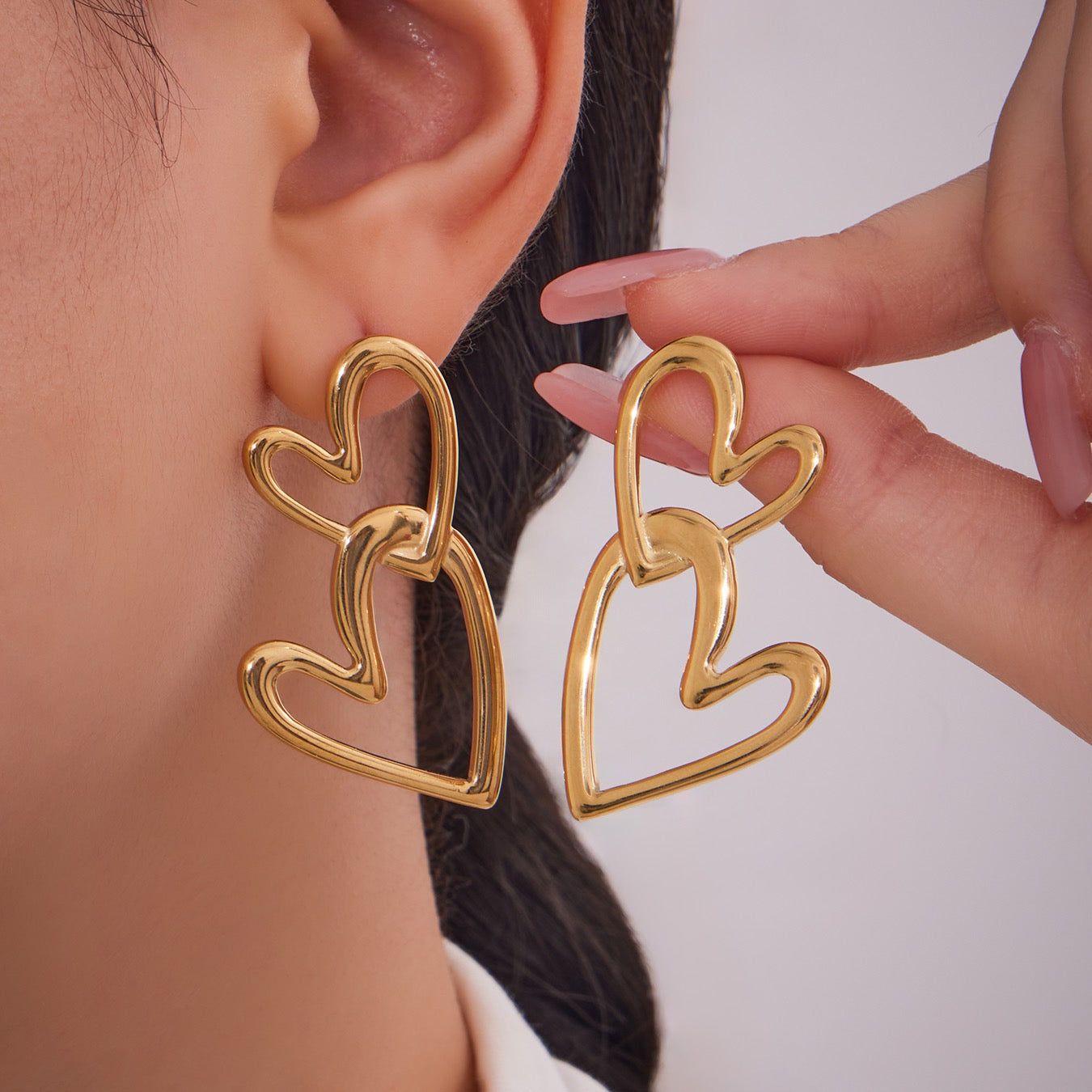 Double hearts earrings
