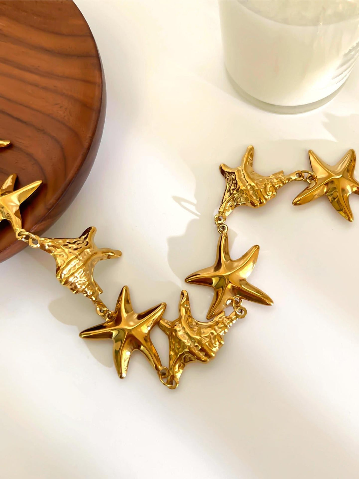 Pink starfish charm necklace