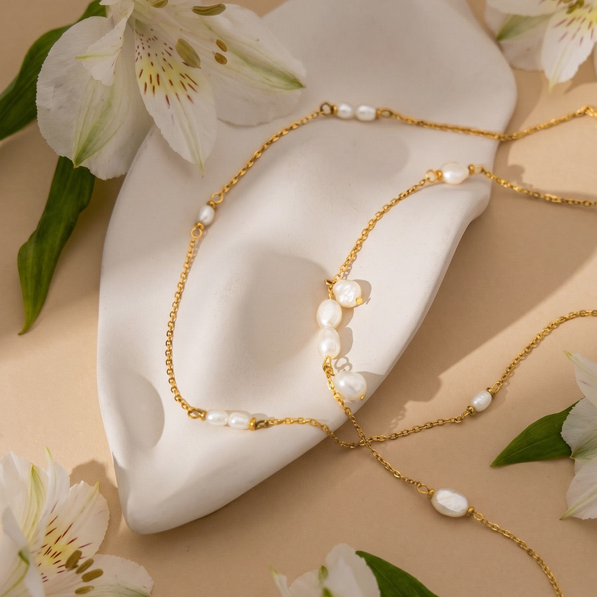 Dainty pearly necklaces