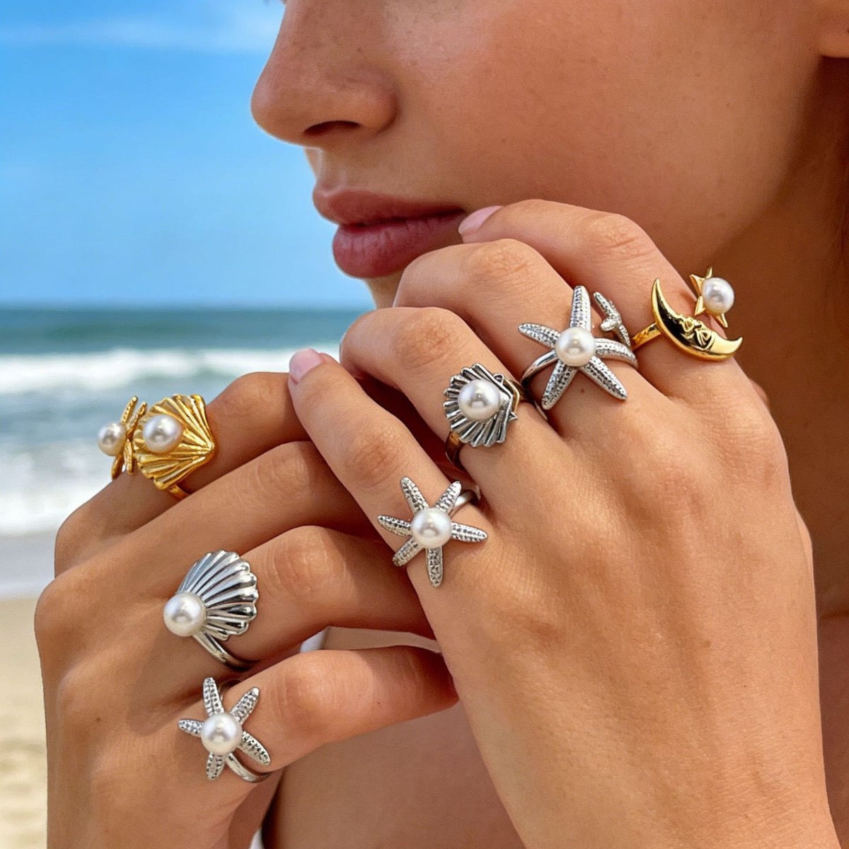 Pearly ocean starfish rings