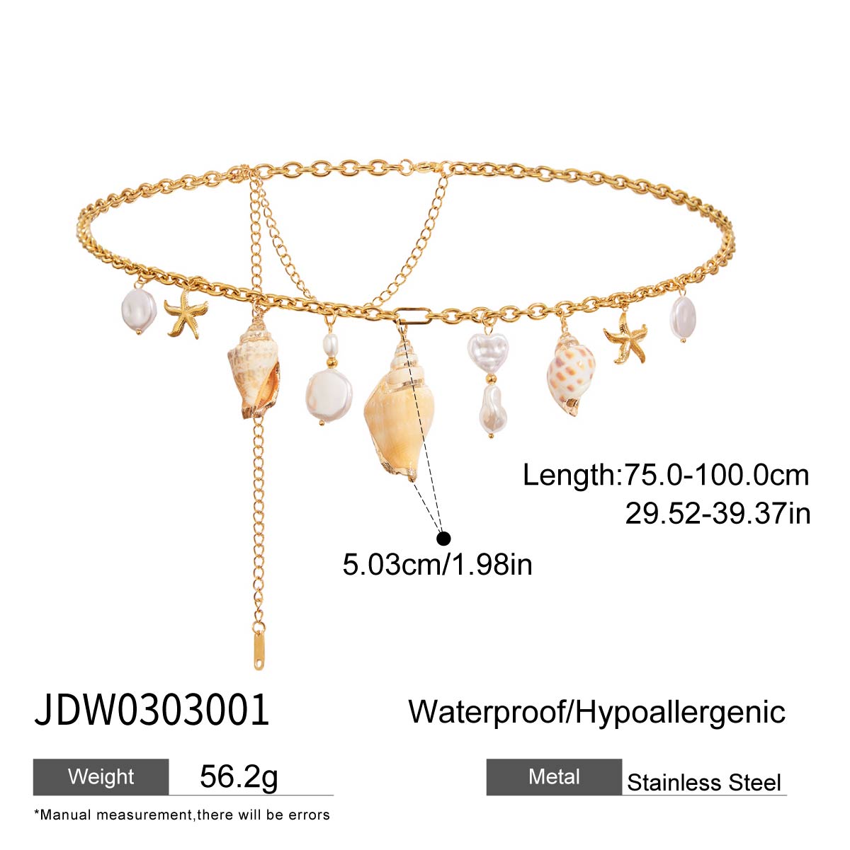 Natural shell charm waist chain