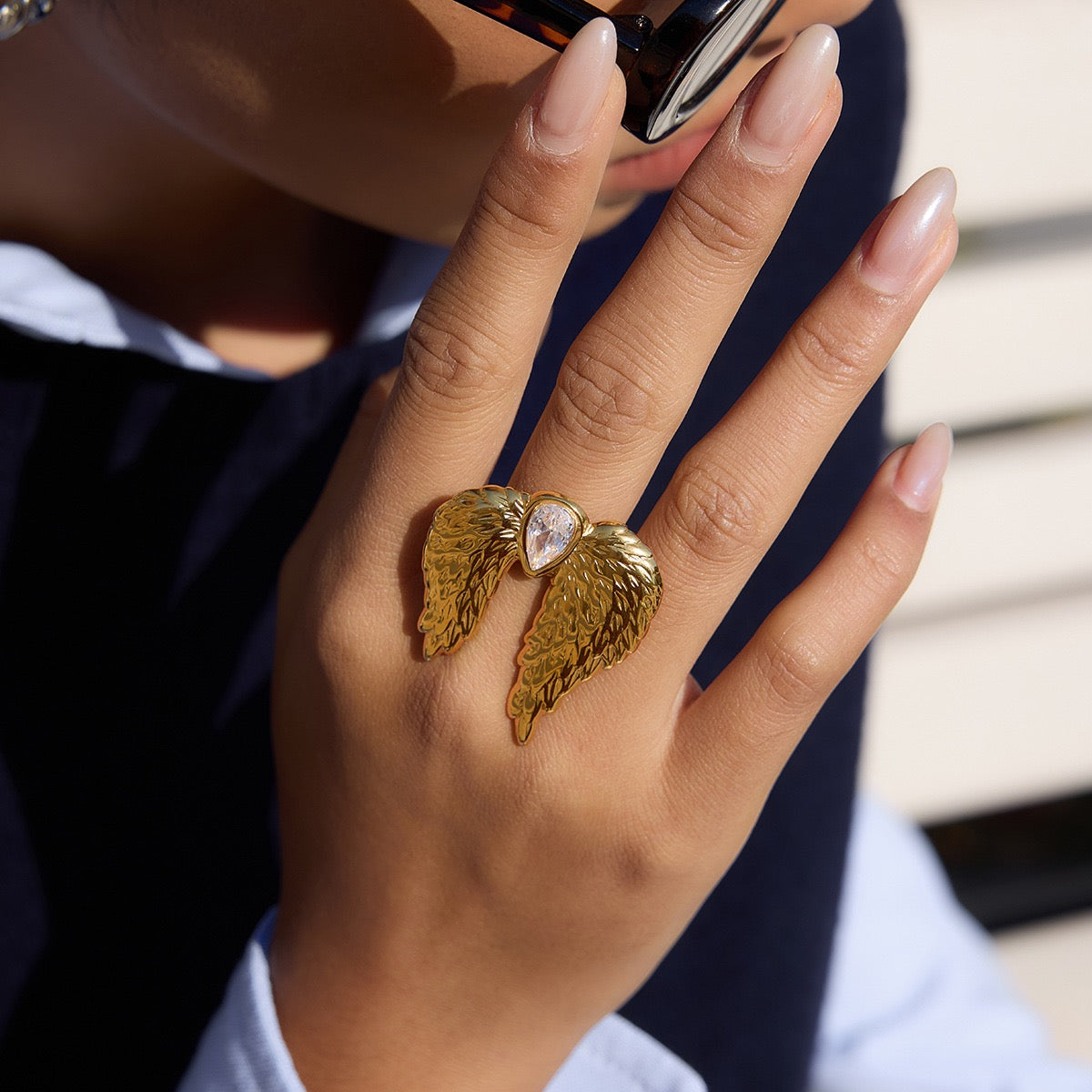 Angel wings rings
