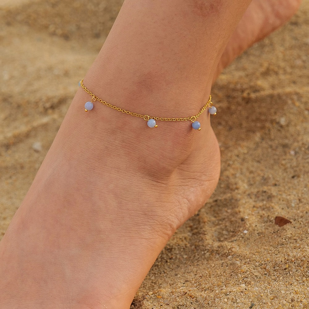 Gia Blue foggy stone anklets