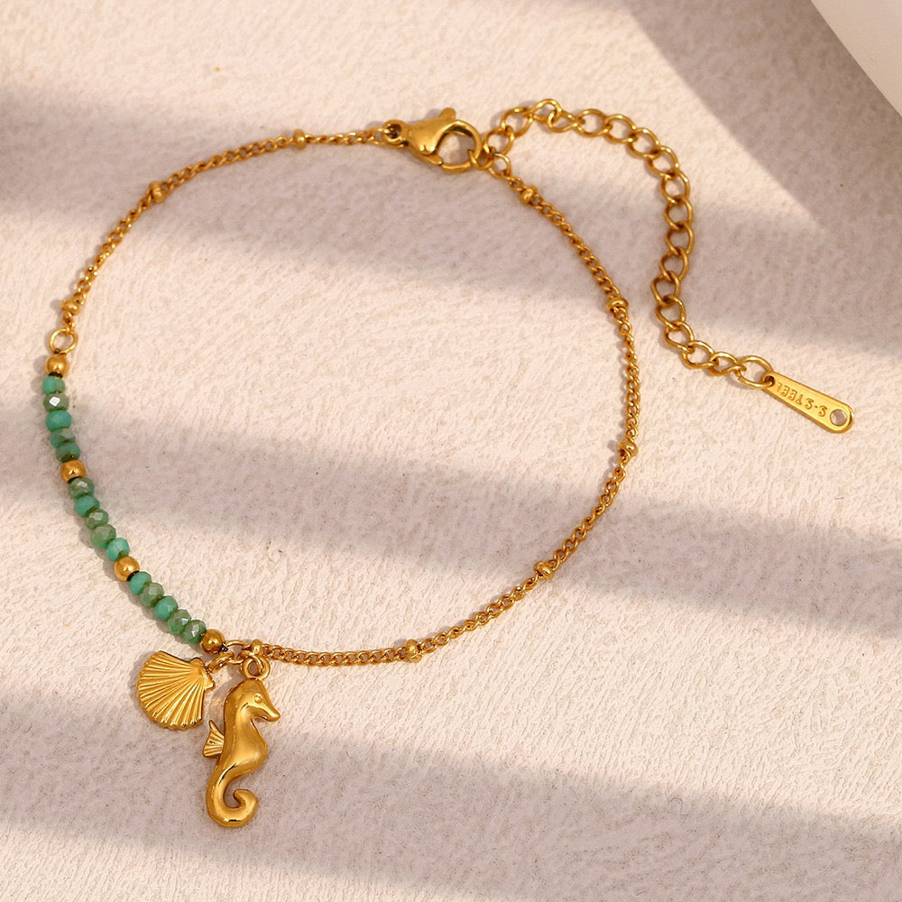 Green starfish layer bracelet