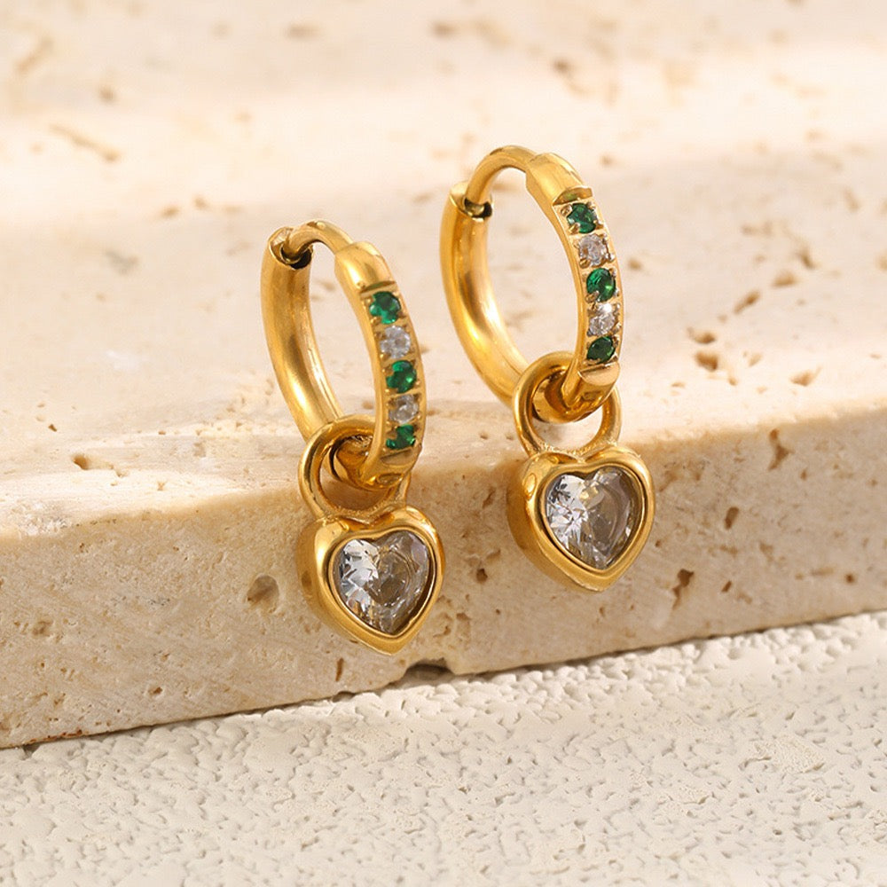 Green heart mini hoops