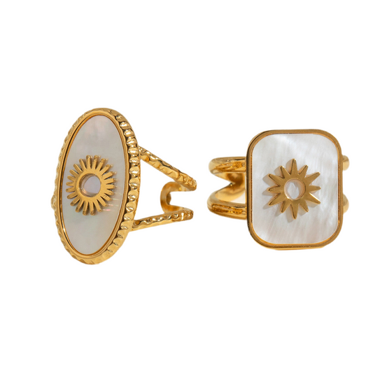 Quinn Pearly Sun rings