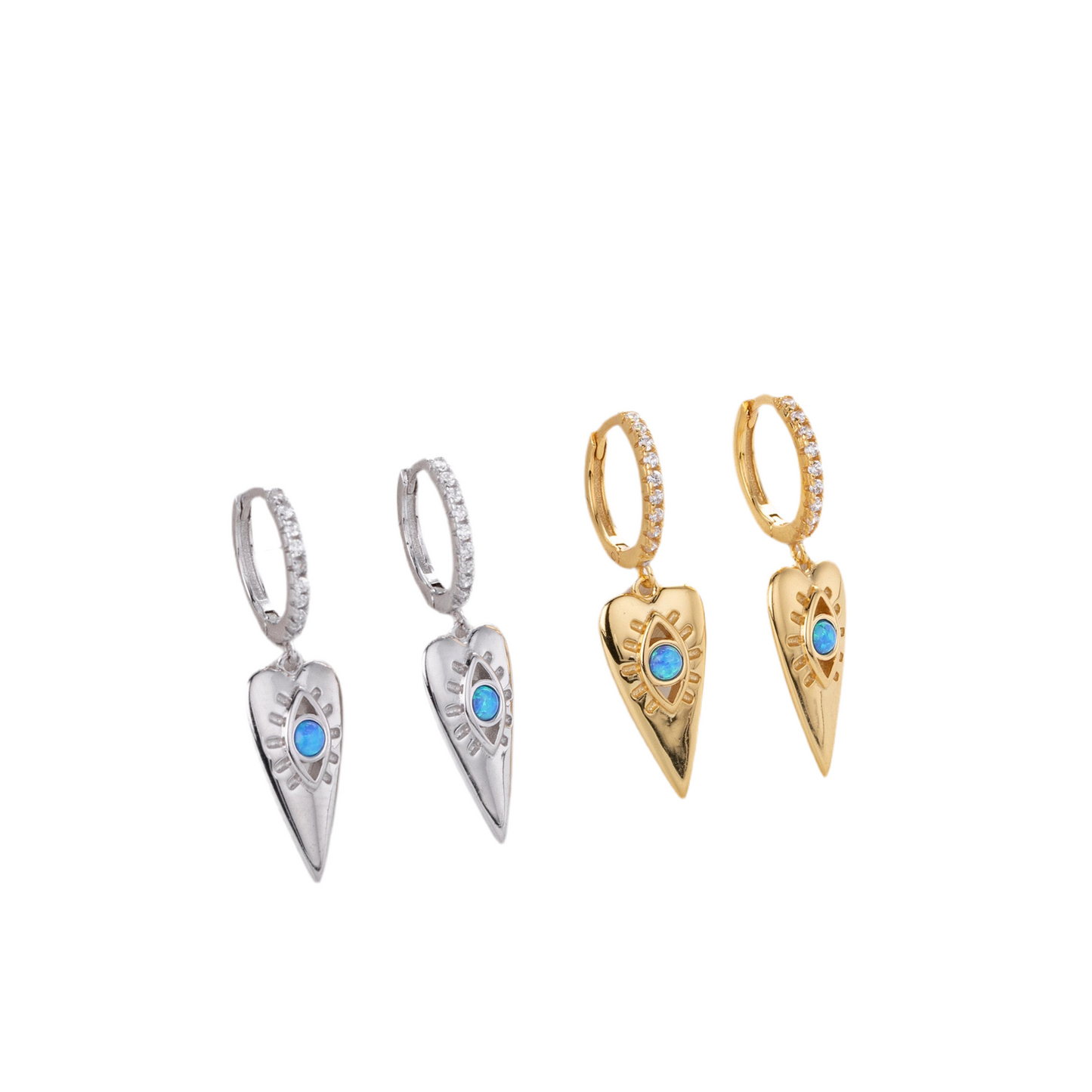 Judith Opal heart long hoops