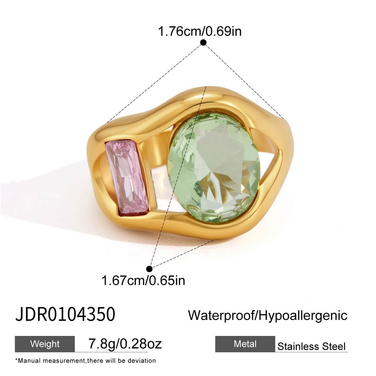 Sculptural Zirconia Statement Ring – Gold Tone Rings