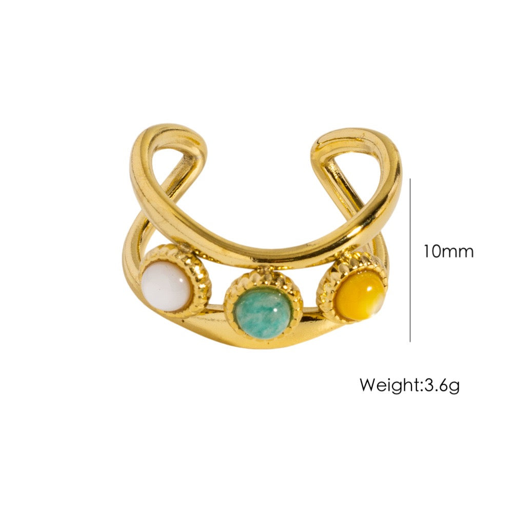 Three gems band rings