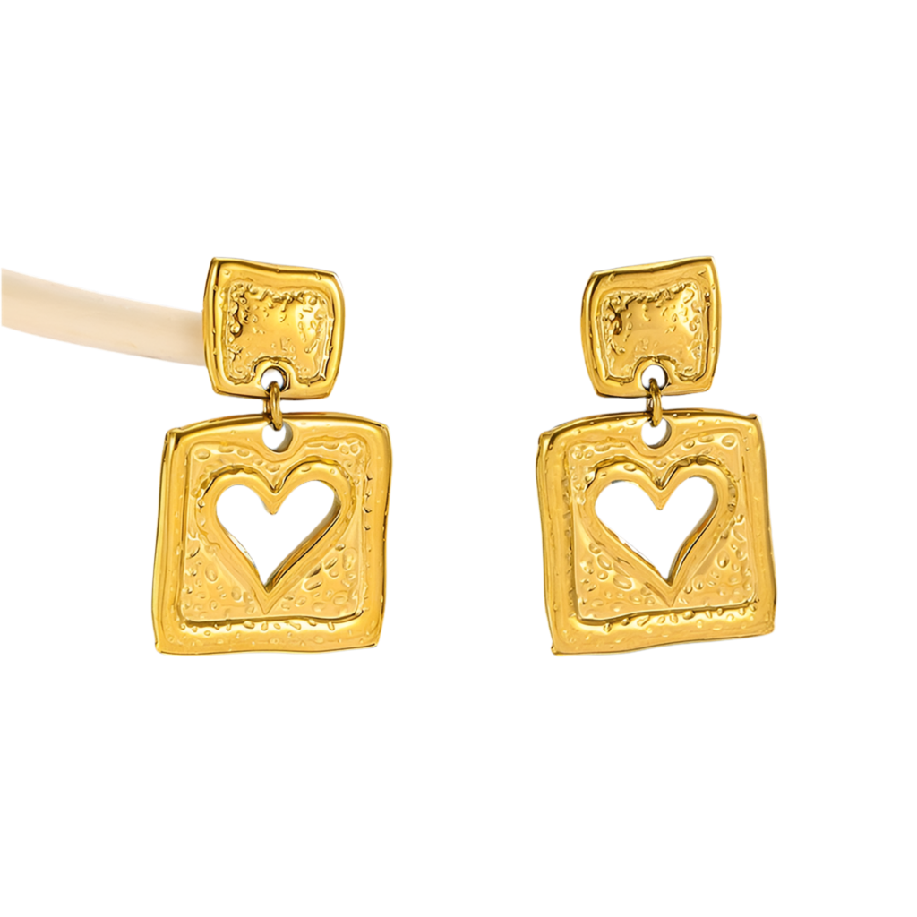 Heart charm earrings