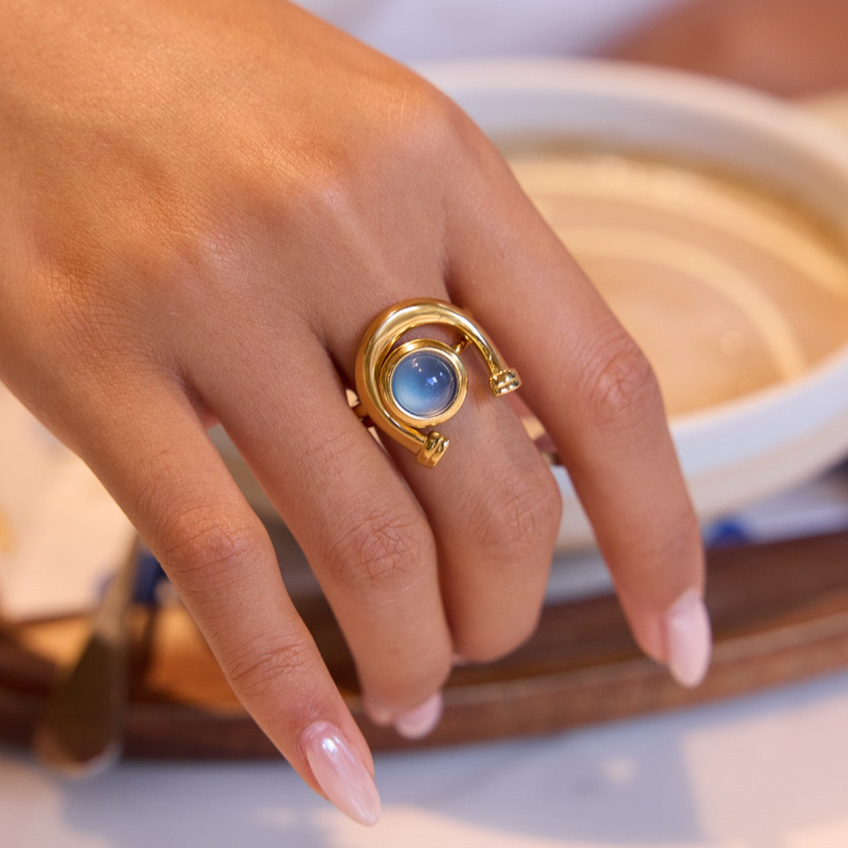 Blue horse shoe rings collection