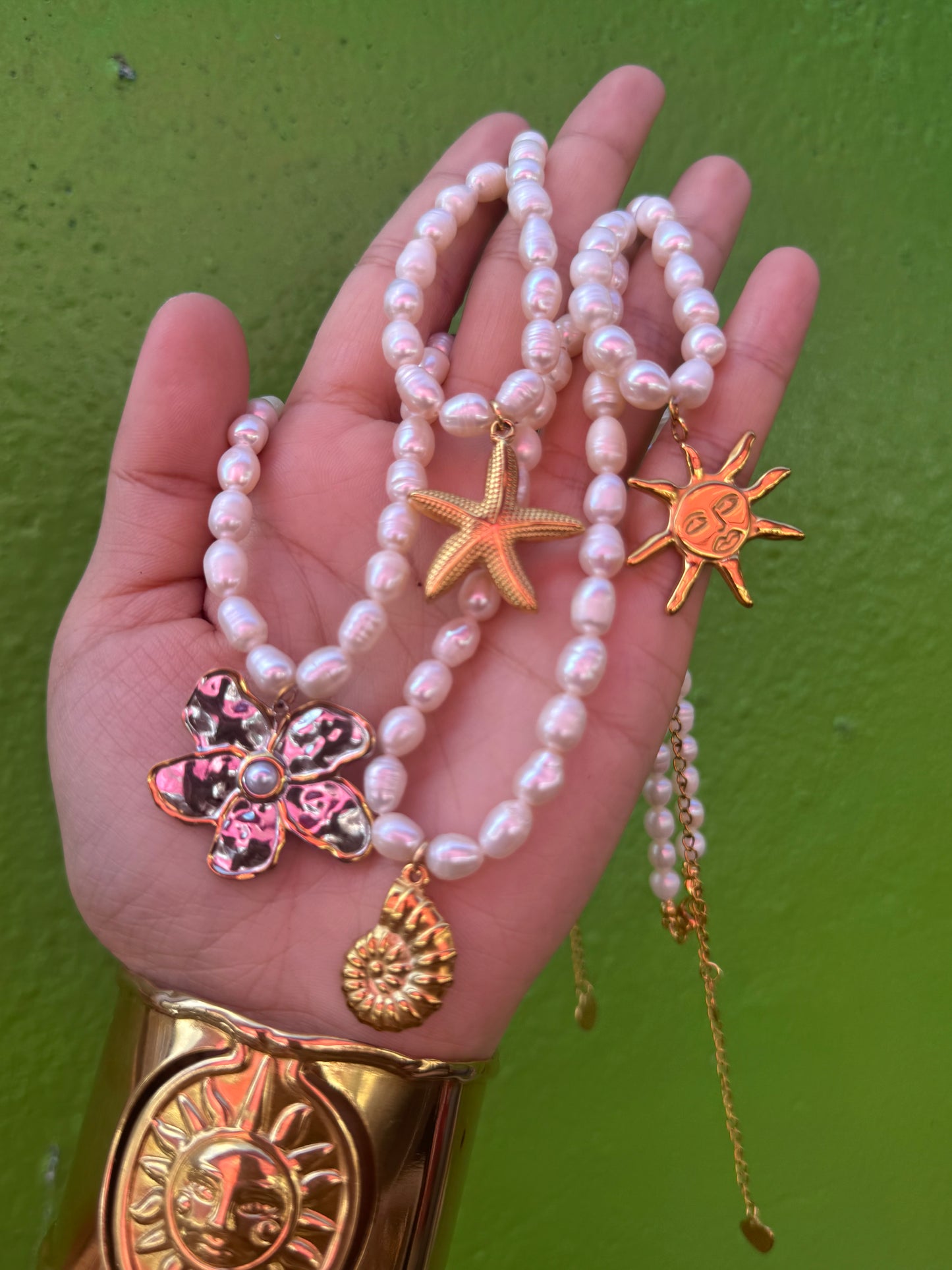 Lykke Freshwater pearl charm necklace