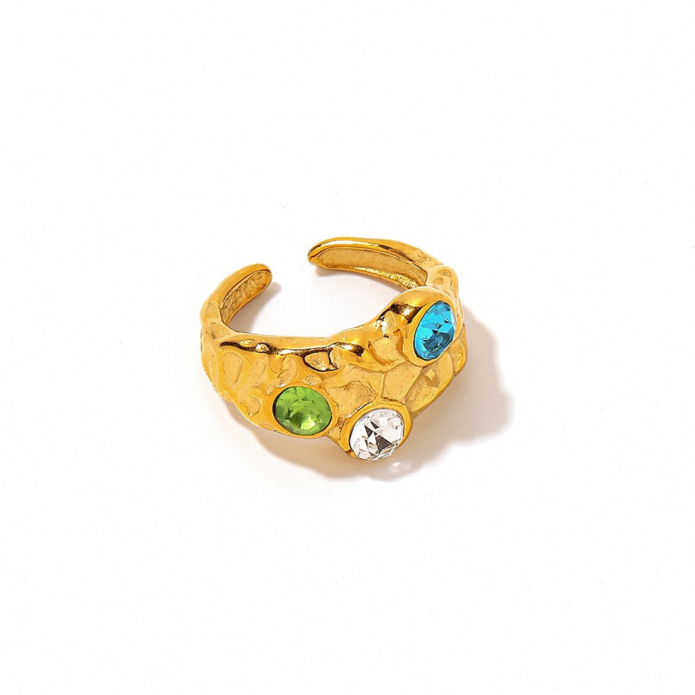 Green blue Gem band ring