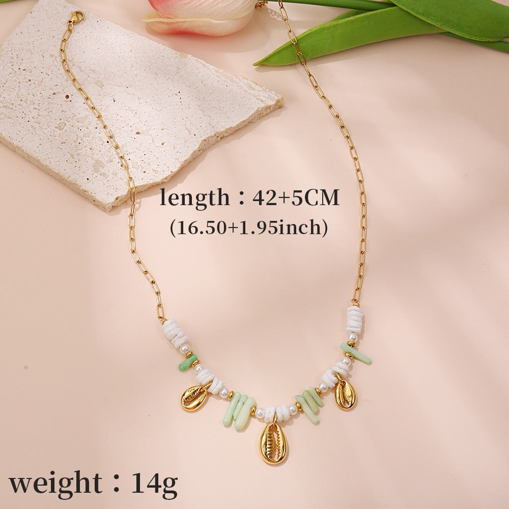 Big shell pendant charm necklace