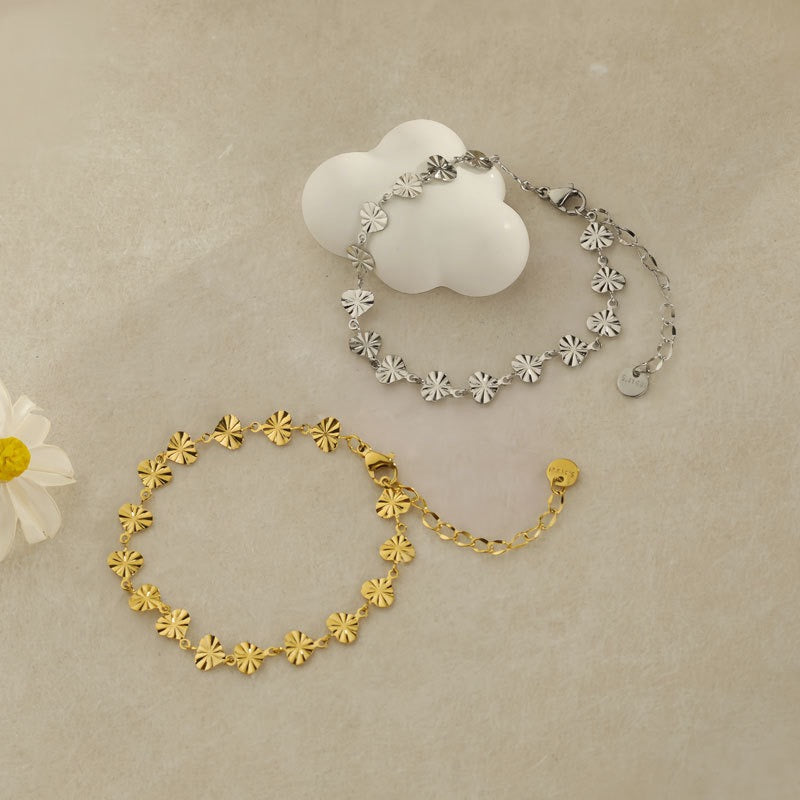 Silver round chains bracelet