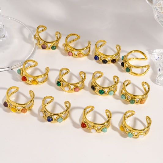 Three gems band rings