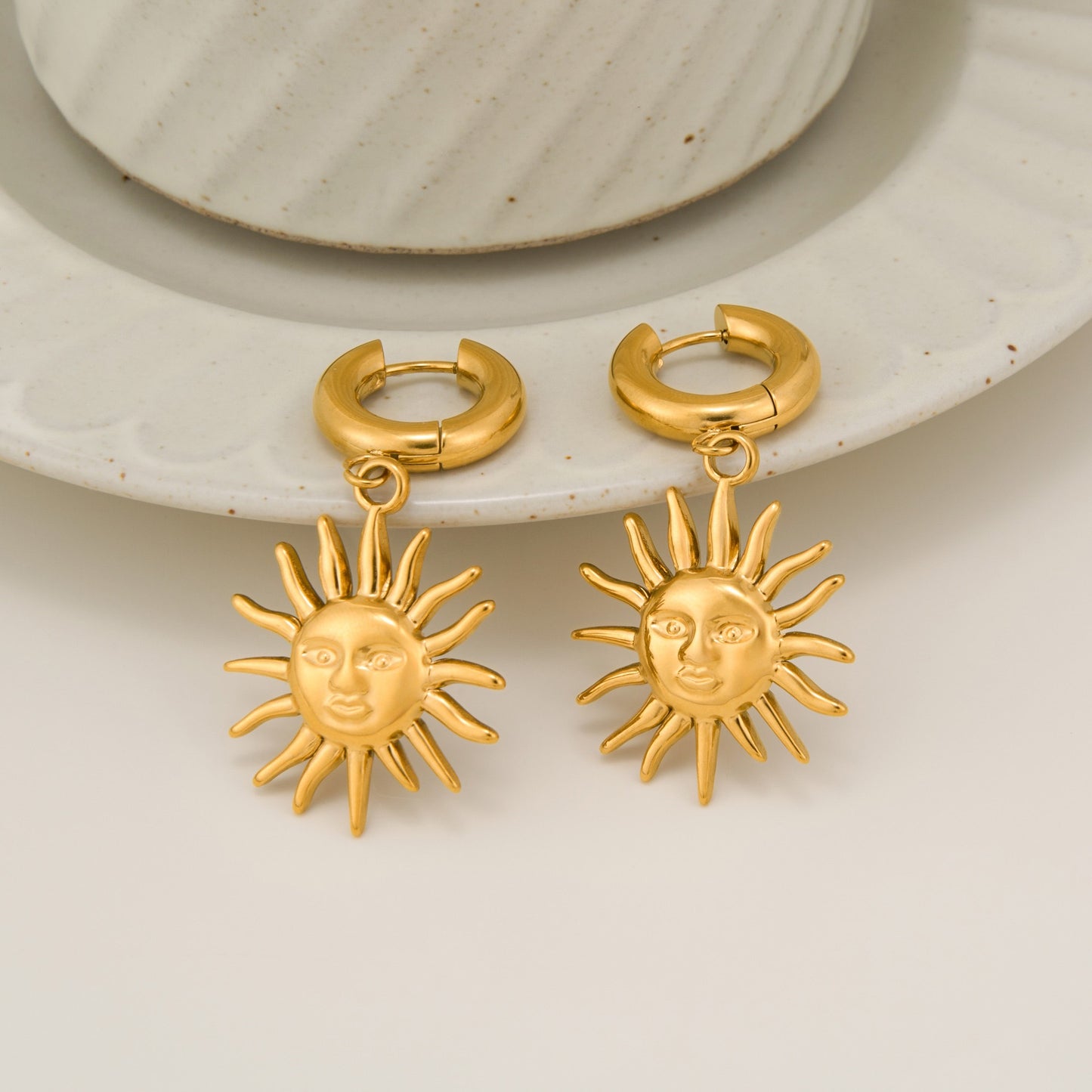 Smiley sun hoops earrings