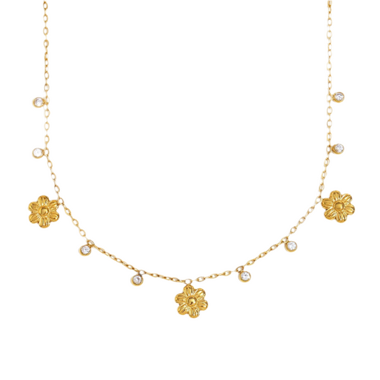 Dainty flower drop necklace