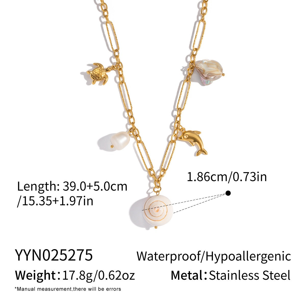 Natural shell charm necklace