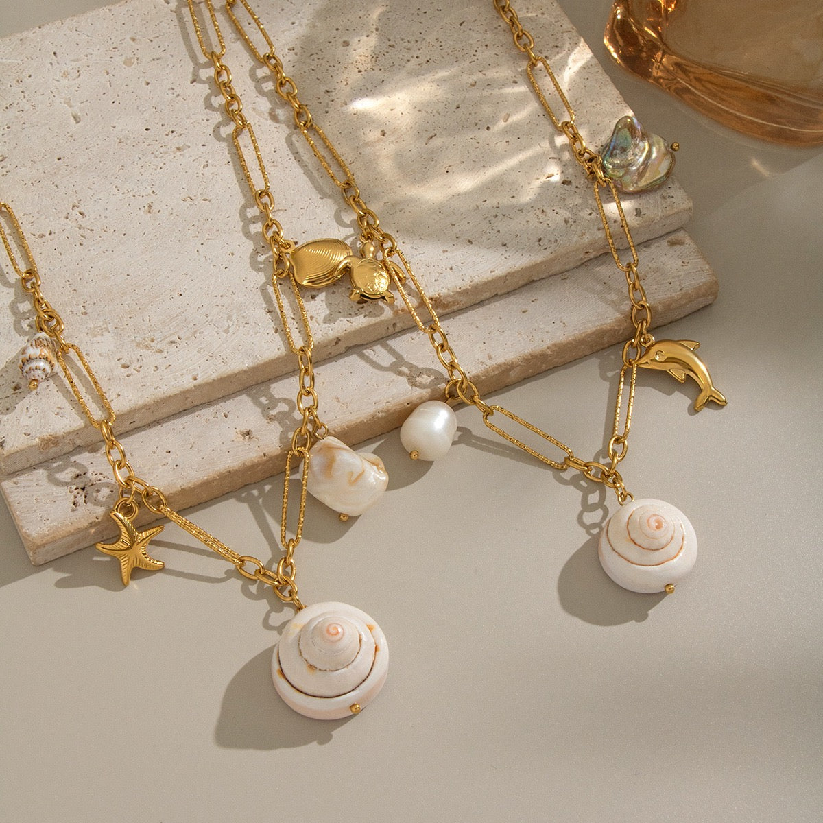 Natural shell charm necklace