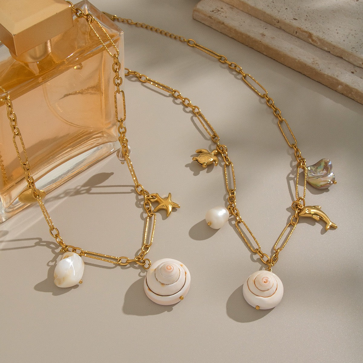 Natural shell charm necklace