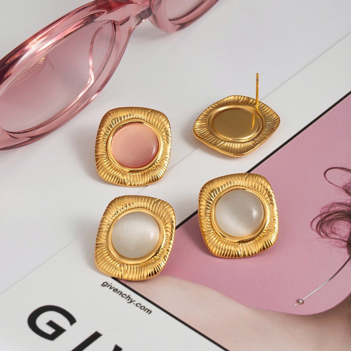 Cat eye stone earrings