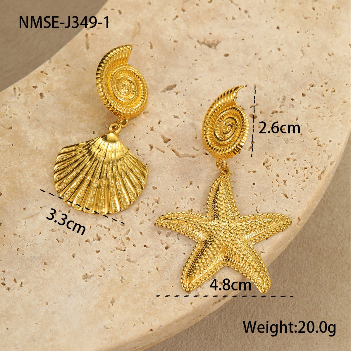 Starfish seashell Big earrings