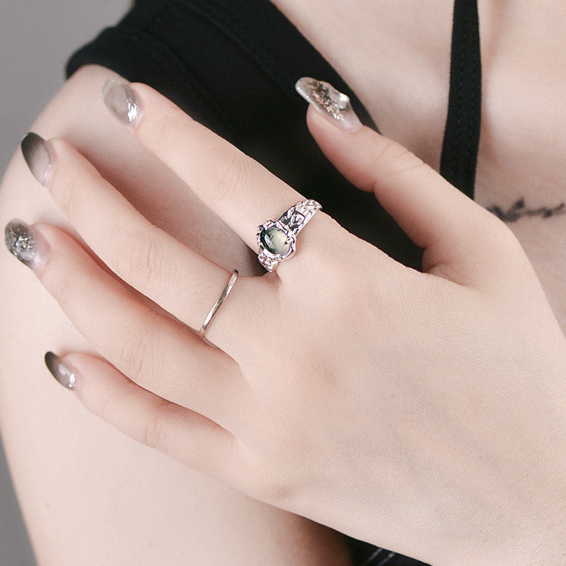 Colored Rock Sterling Silver Ring