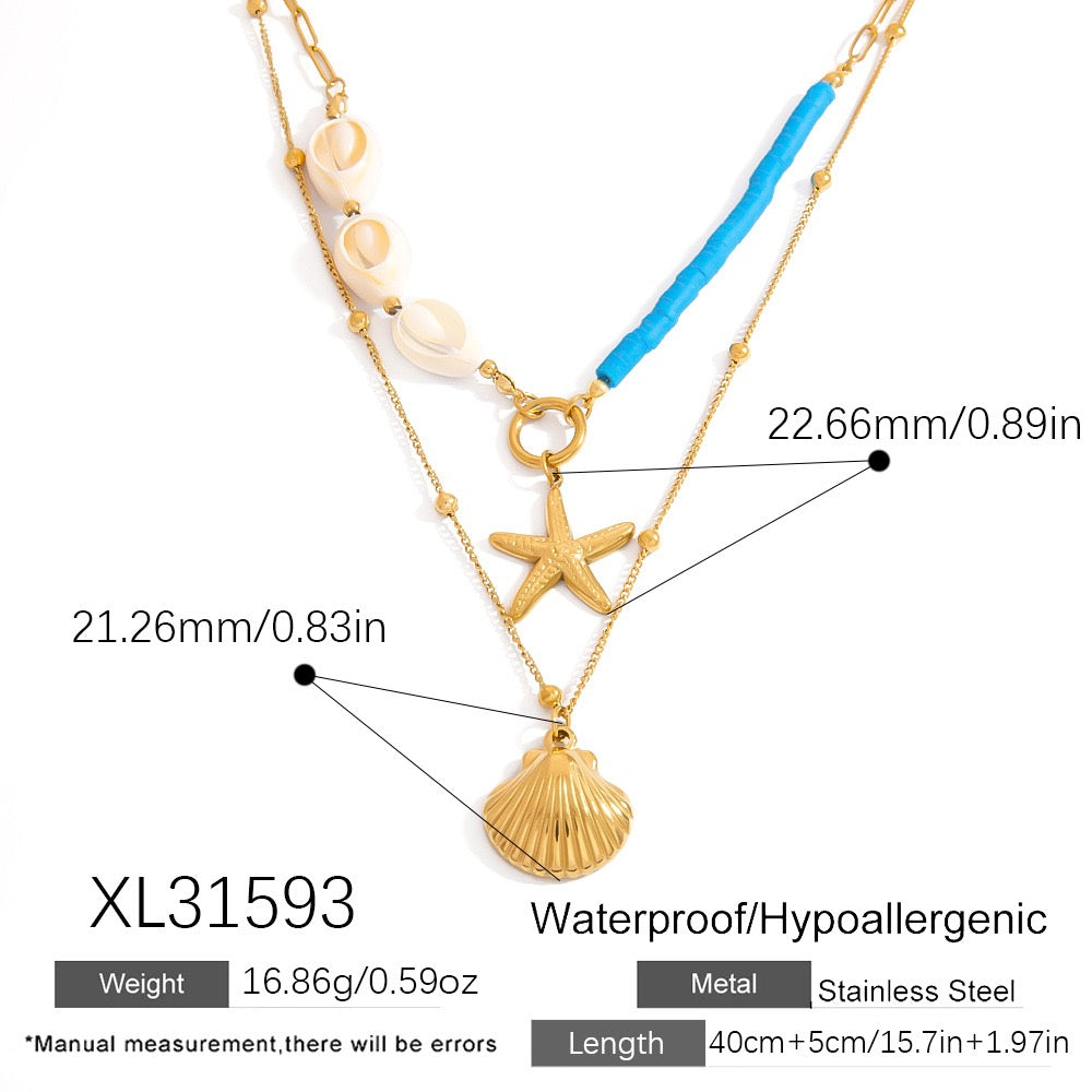 Big shell pendant charm necklace