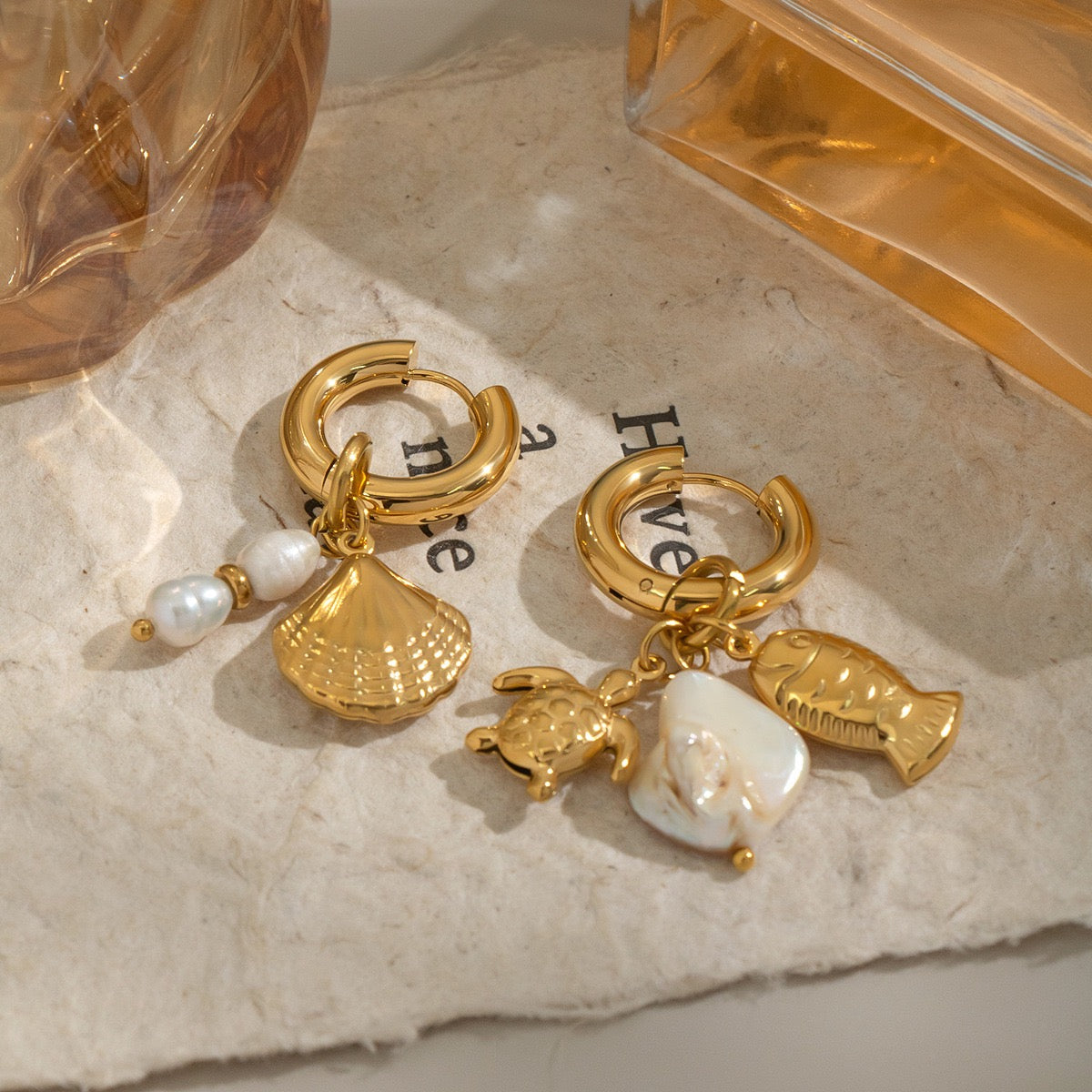 Turtle fish shell earrings