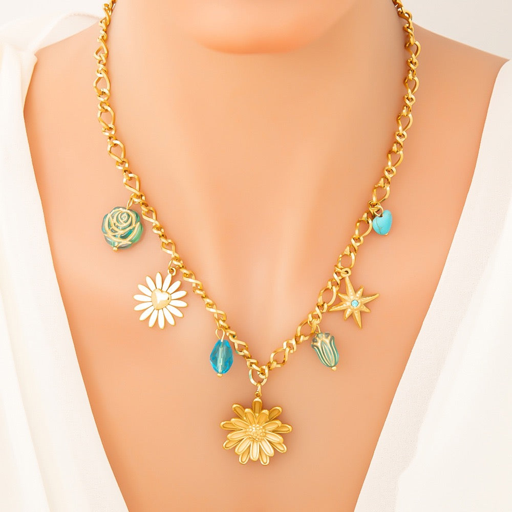 Big shell pendant charm necklace
