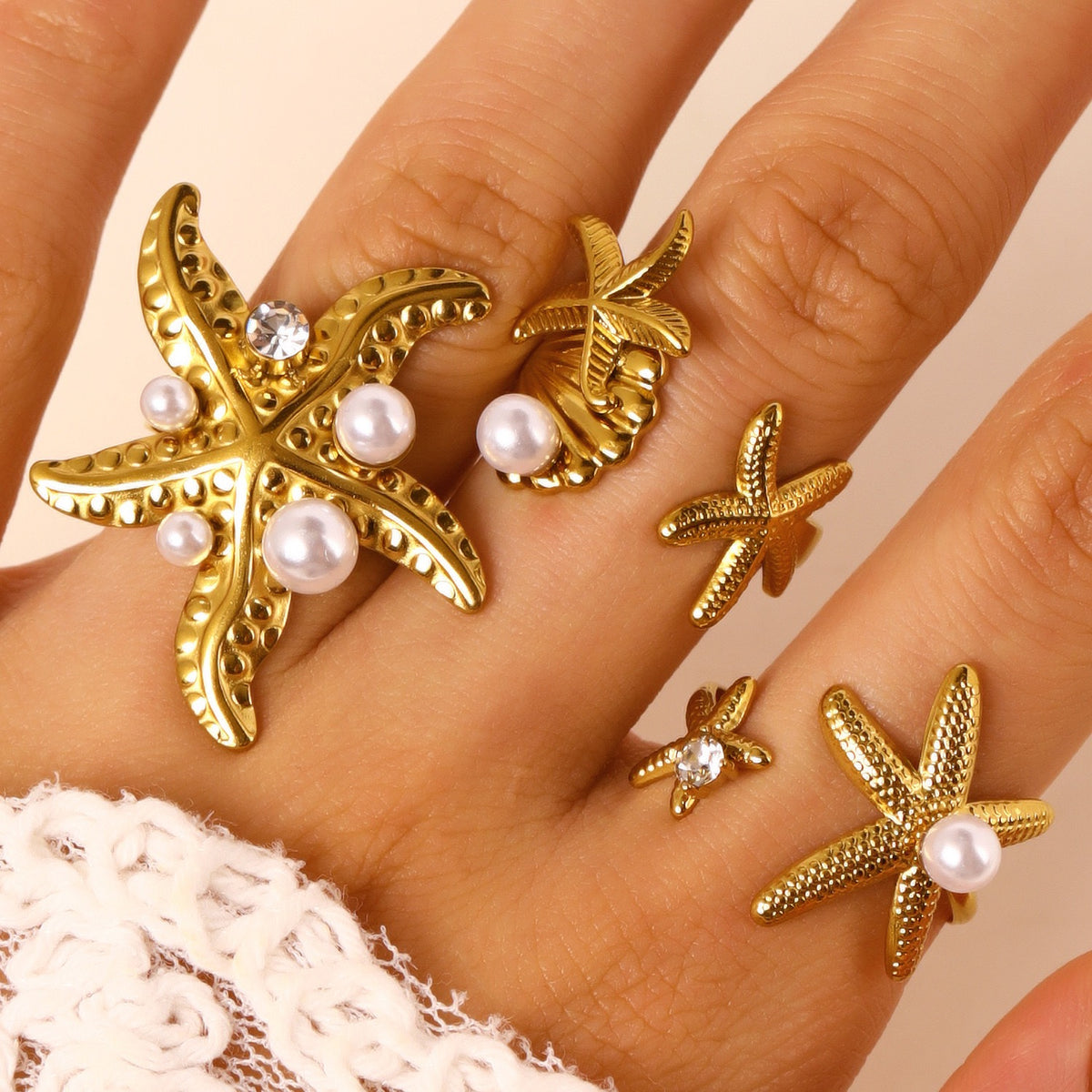 Pearly ocean starfish rings