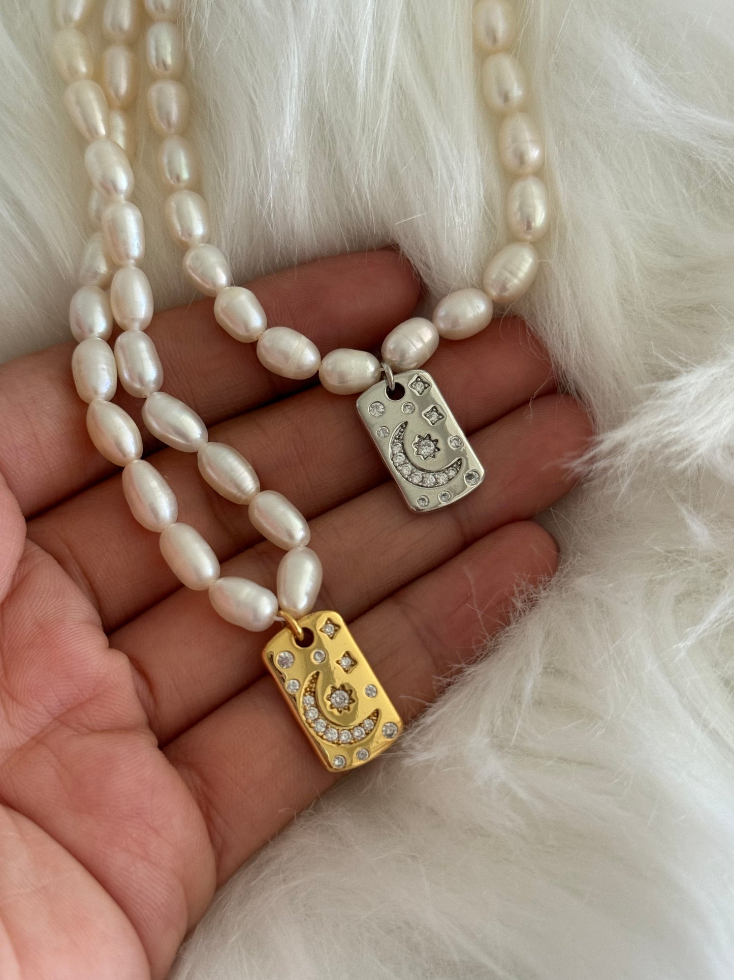 Oceania Moon star freshwater pearls necklace