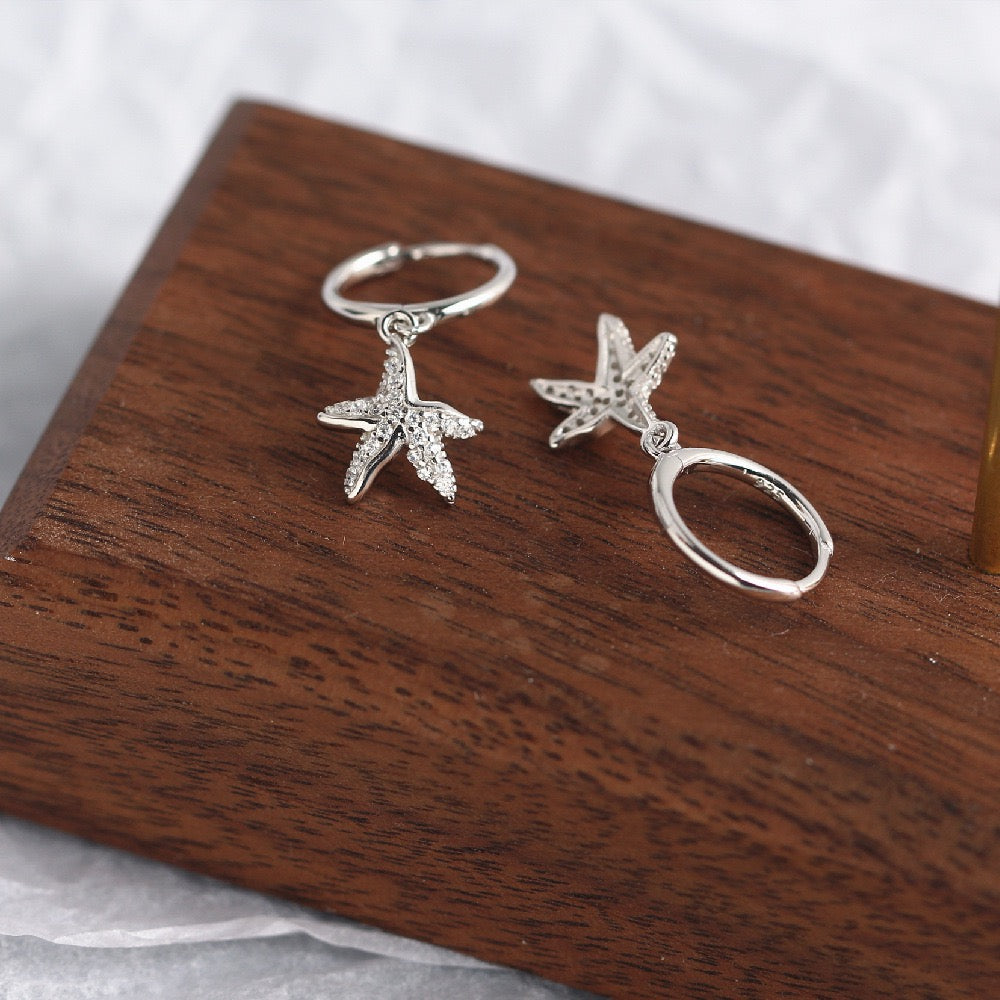 Sterling silver starfish hoops