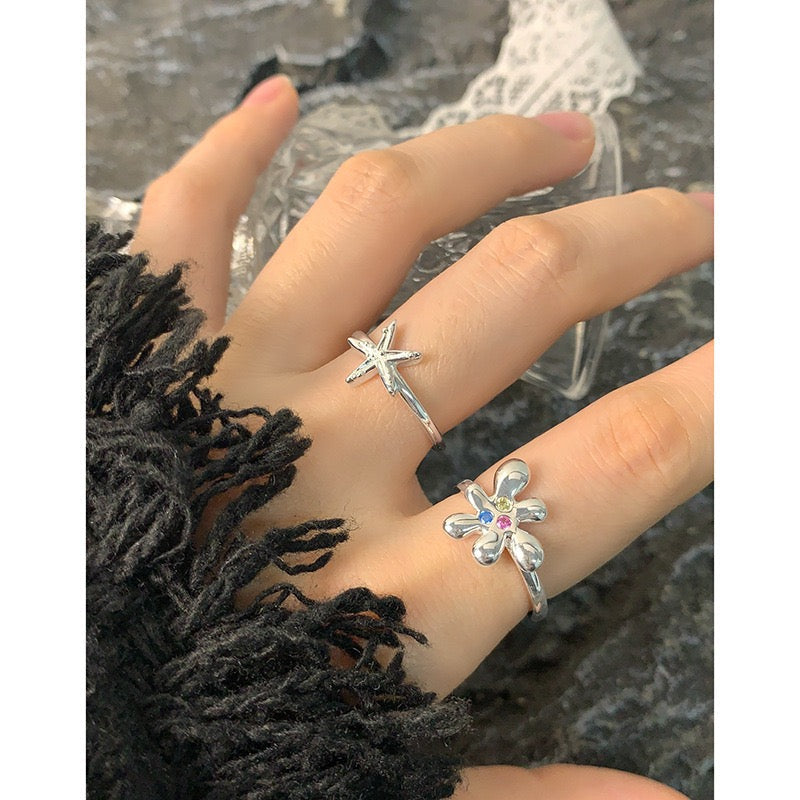 Star Moon Shell Sterling Silver Ring