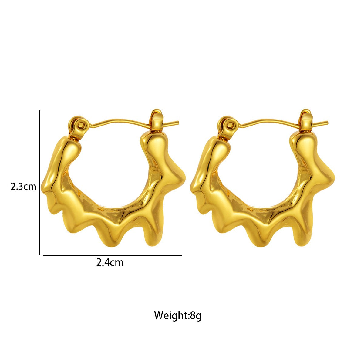 Pointy lava heart hoops