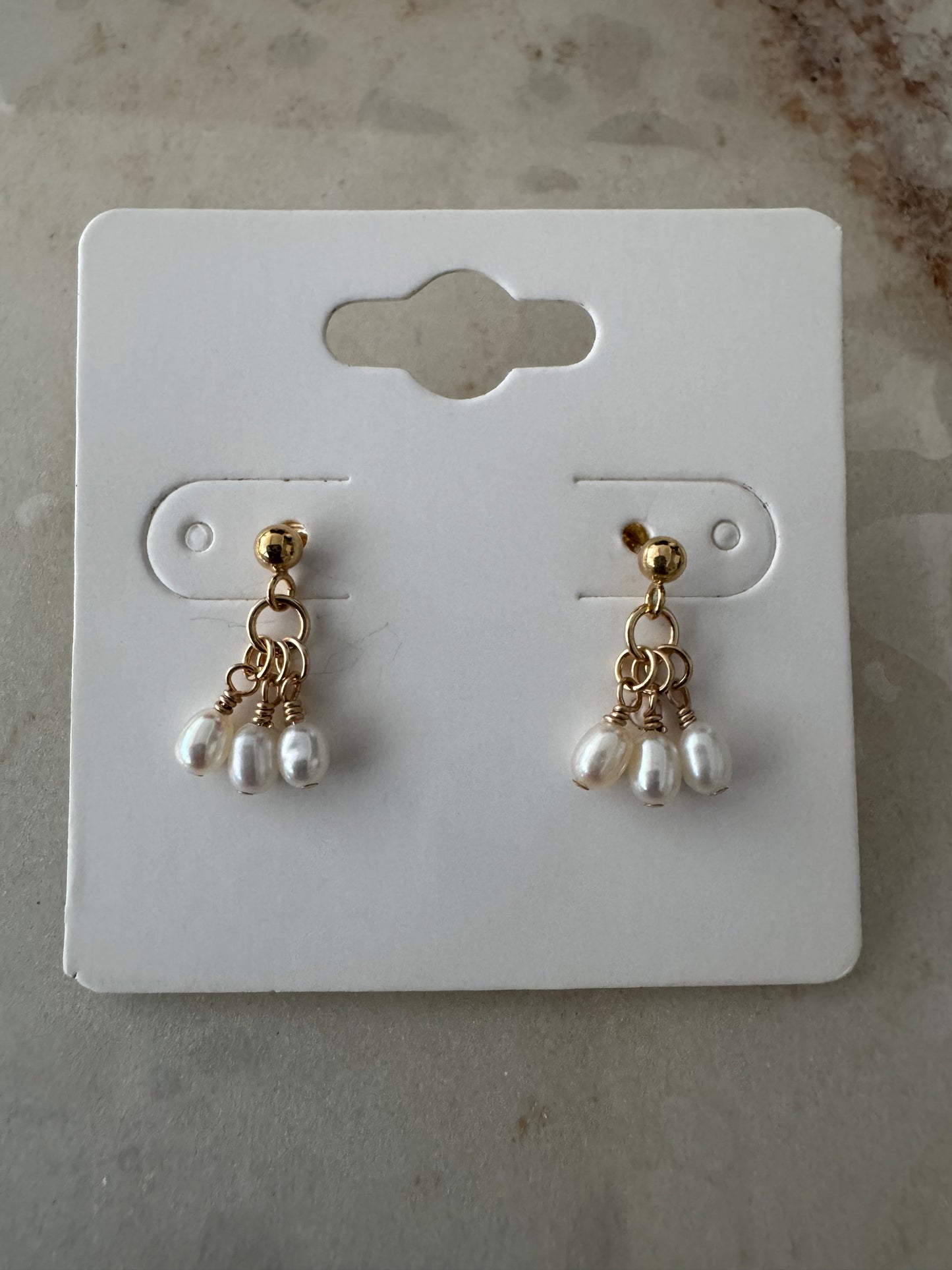 14k gold filled dainty pearly earrings