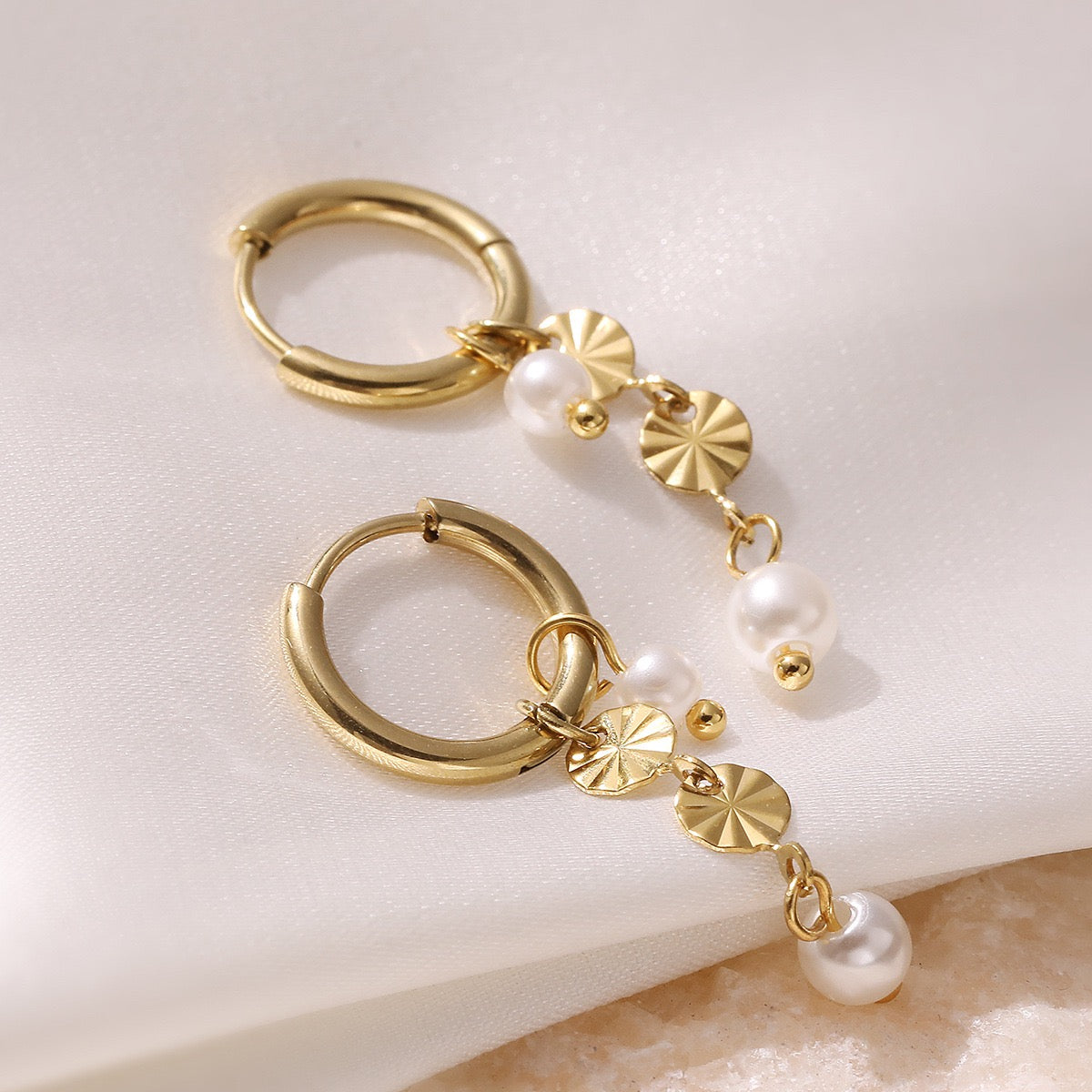 Dainty pearly hoops