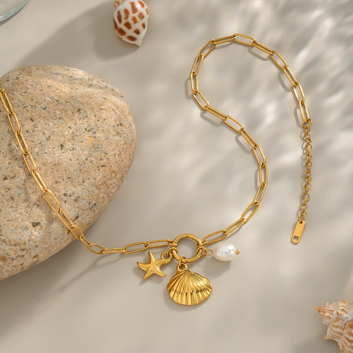 Dainty charm white rope necklace