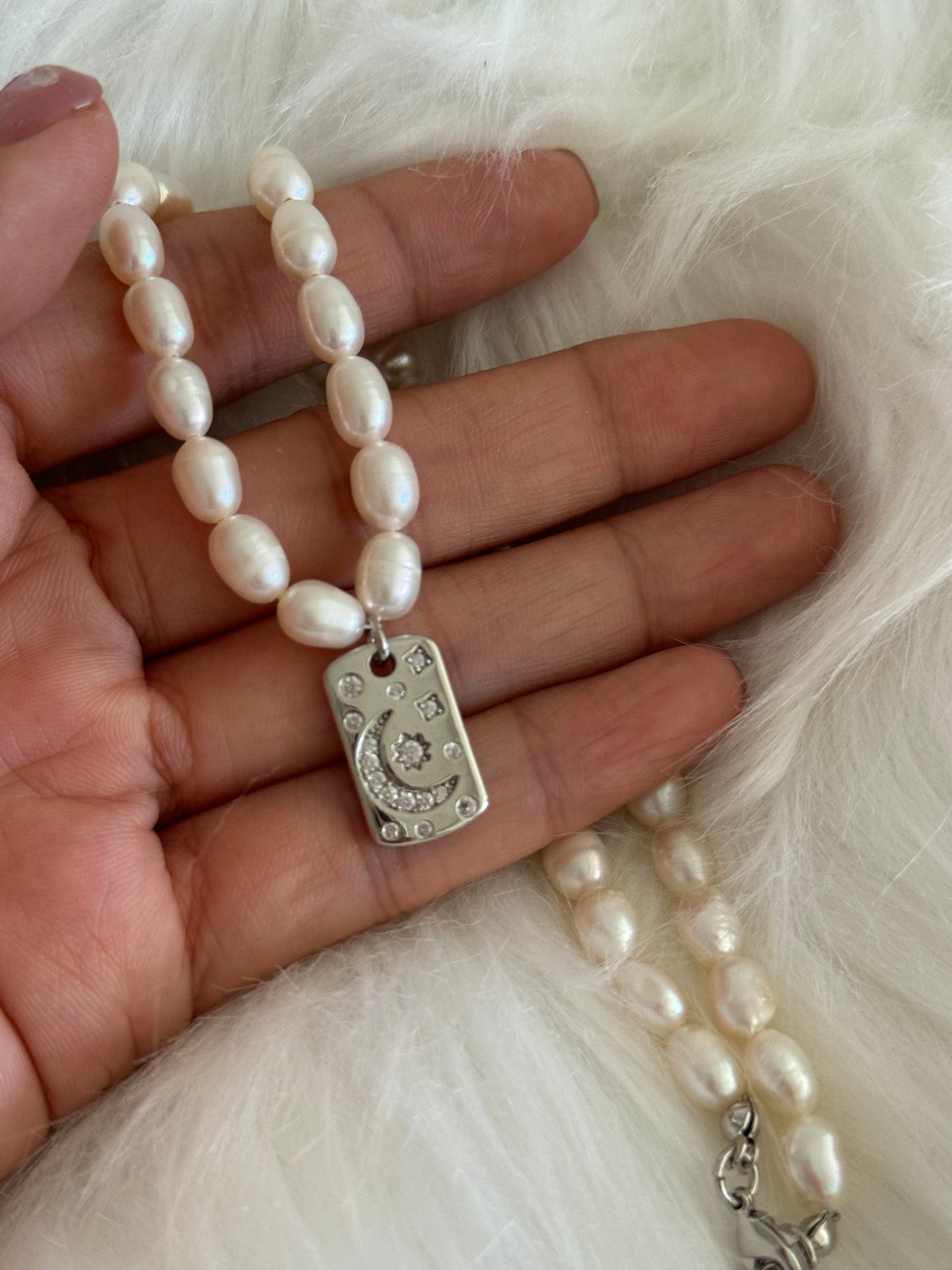 Oceania Moon star freshwater pearls necklace