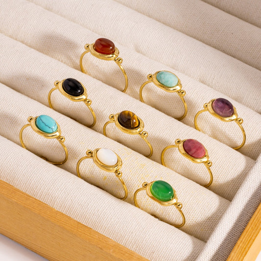 Natural stone gem rings