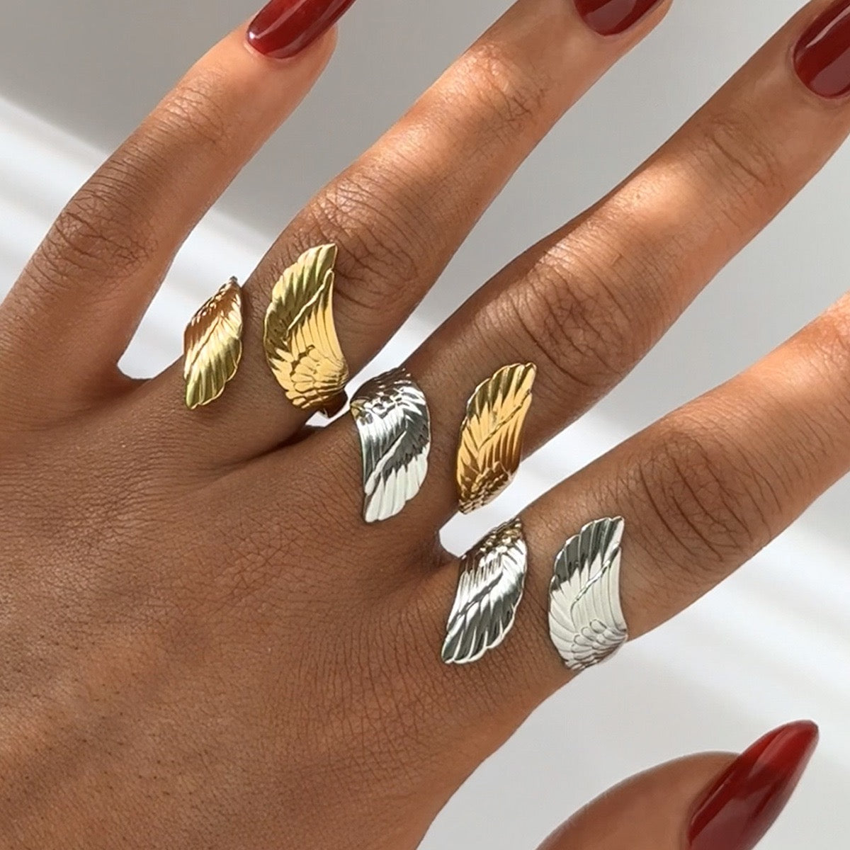 Angel wings rings