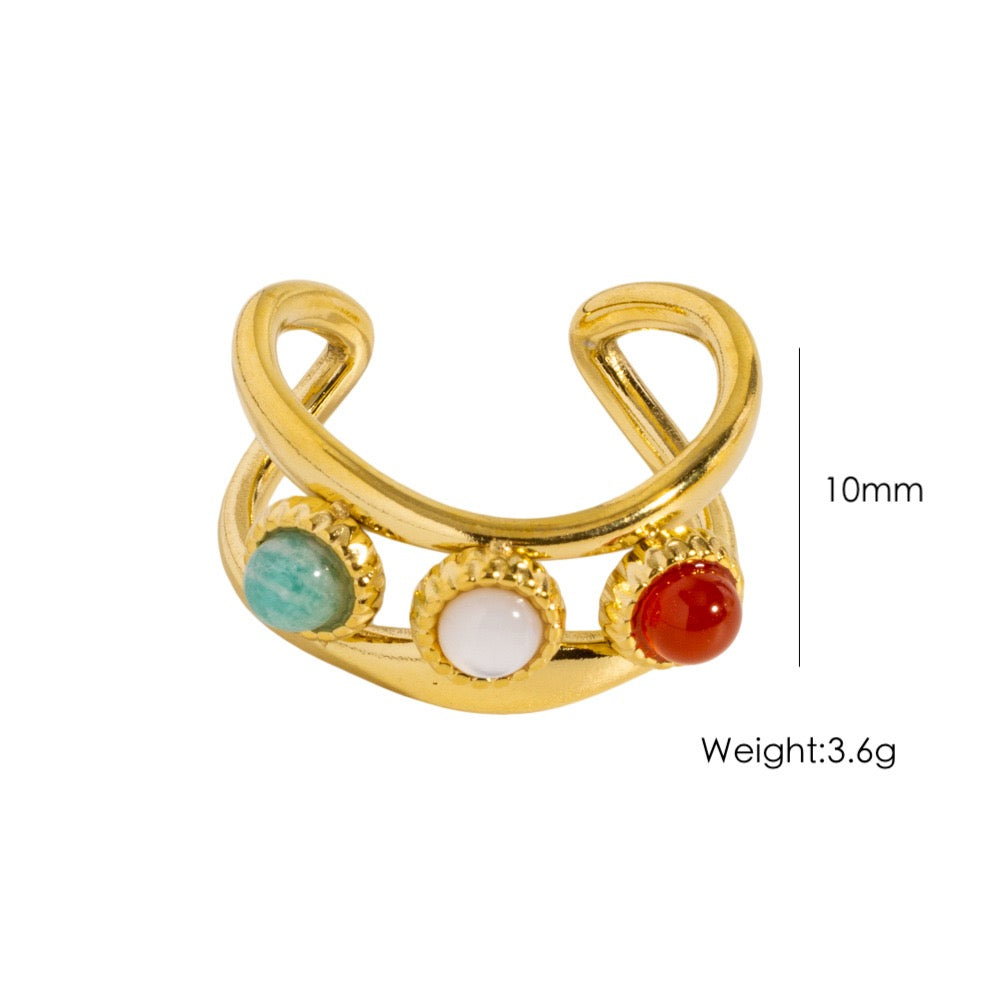 Three gems band rings