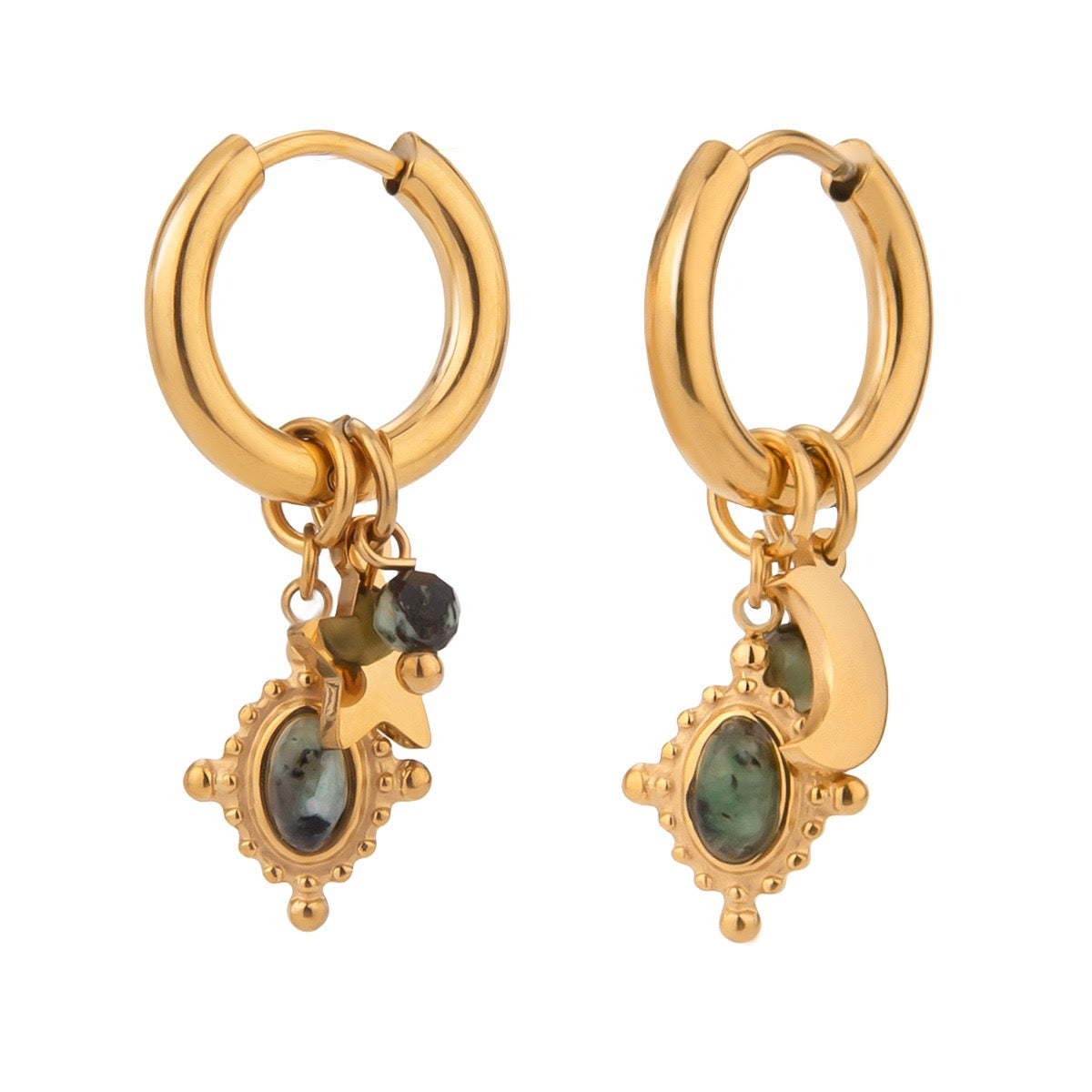 Green stones earrings