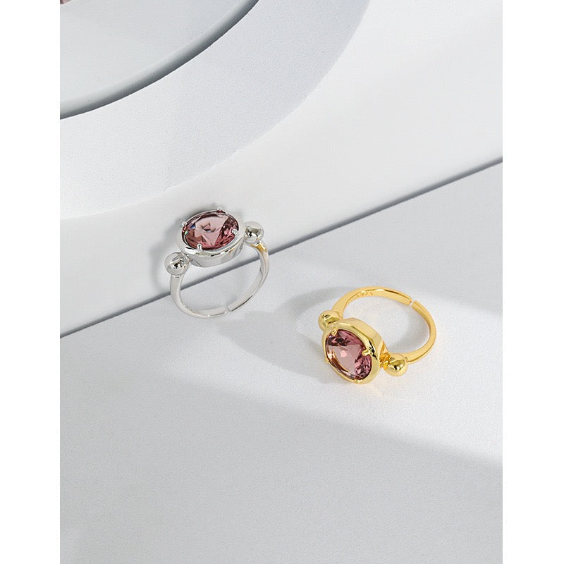 Colored Rock Sterling Silver Ring