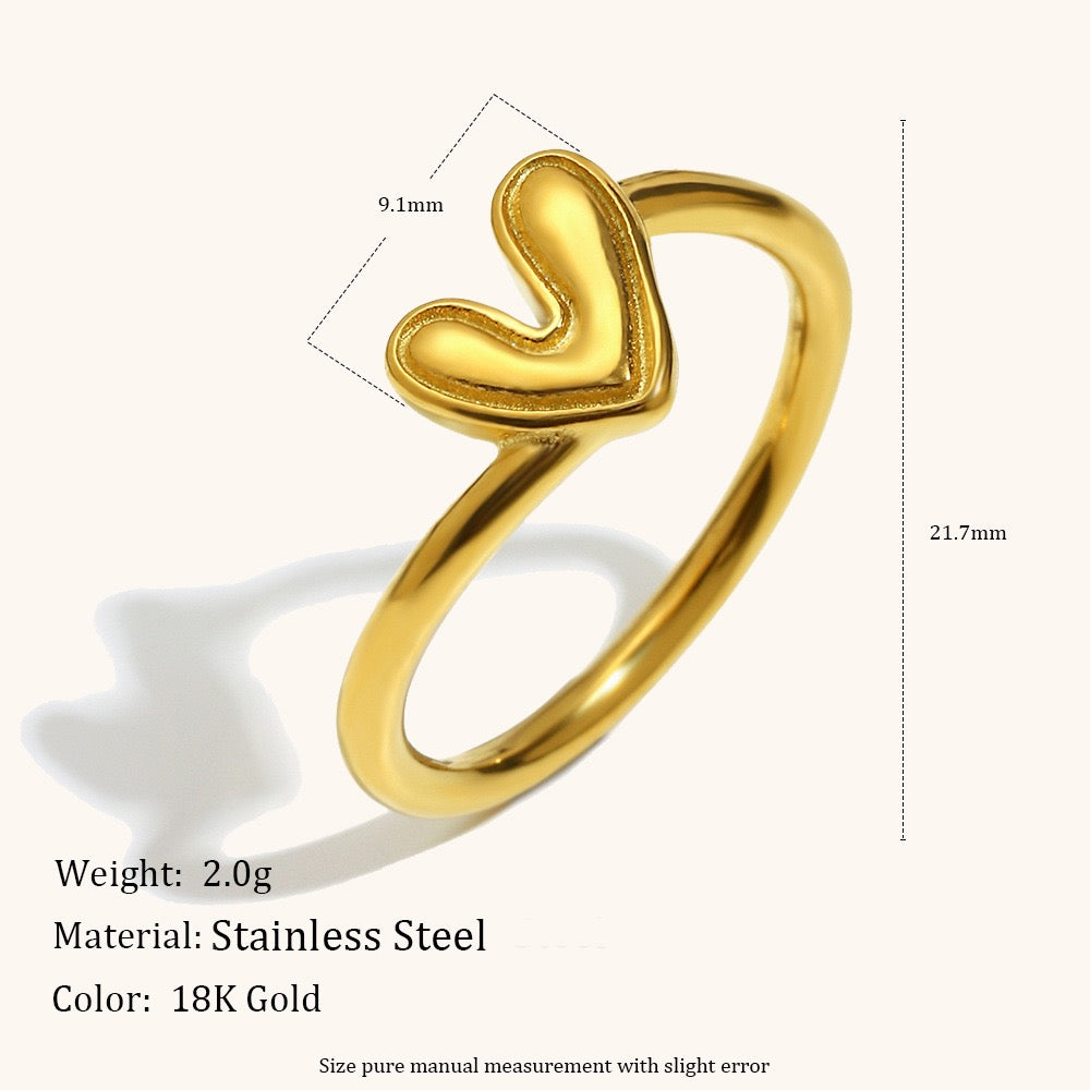 Minimalist Heart Ring – Dainty Stainless Steel Ring